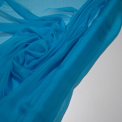 Voal de matase naturala CHIFFON Carribean Turqoise