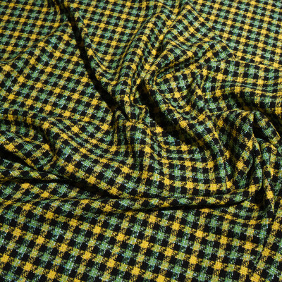 Stofa carouri galben verde cu accente negre – tip tweed