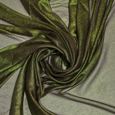Voal de matase naturala peliculizat creponat Green goddess 