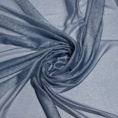 Voal de matase naturala peliculizat creponat Silver blue 