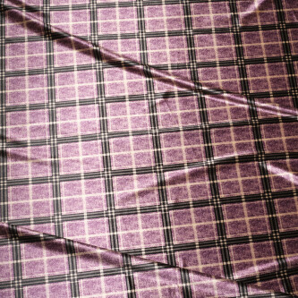 Catifea imprimata in carouri elastica Purple