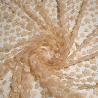 Dantela simpla accesorizata cu floricele 3D Nude