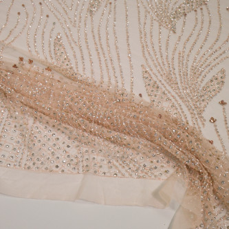 Dantela accesorizata cu cristale Gold Rose