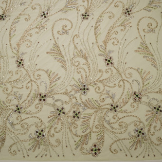 Dantela accesorizata manual cu pietre Flower Green 