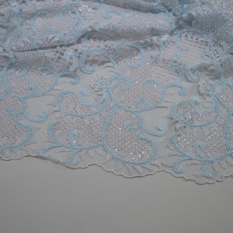 Dantela simpla in doua culori Bleu-Alb