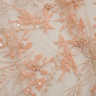 Dantela cu model abstract accesorizata Coral