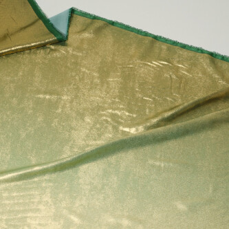 Matase sintetica elastica cu pelicula Aurie in degrade Verde