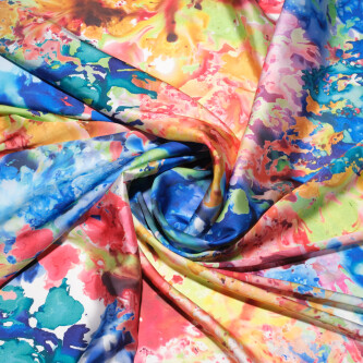 Matase imprimata digital cu motive abstracte