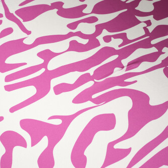 Matase imprimata digital cu motive abstracte alb si roz