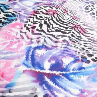 Matase imprimata digital cu motiv animal print abstract multicolor
