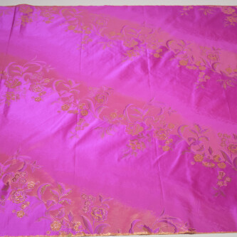 Jacquard de matase naturala Magenta cu Auriu