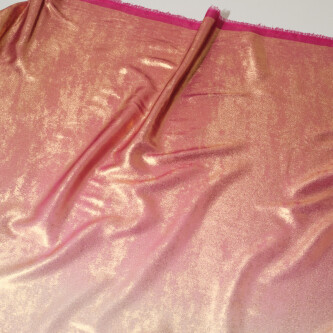 Matase sintetica elastica cu pelicula Aurie in degrade Roz tare