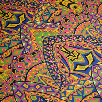 Matase sintetica imprimata digital cu motive abstracte in diferite culori