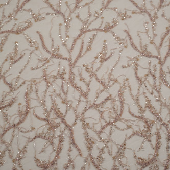 Dantela accesorizata cu franjuri Nude Rose