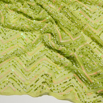 Paiete cusute pe voal de matase zig zag Verde lime