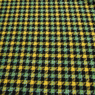 Stofa carouri galben verde cu accente negre – tip tweed