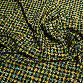 Stofa carouri galben verde cu accente negre – tip tweed
