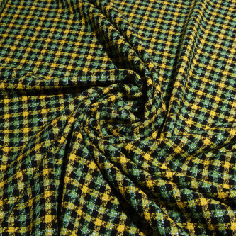 Stofa carouri galben verde cu accente negre – tip tweed