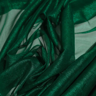 Voal de matase naturala peliculizat creponat Verde 