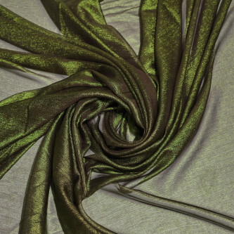 Voal de matase naturala peliculizat creponat Green goddess 