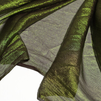 Voal de matase naturala peliculizat creponat Green goddess 