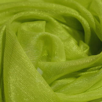 Voal de matase naturala peliculizat creponat Lime 