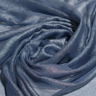 Voal de matase naturala peliculizat creponat Silver blue 