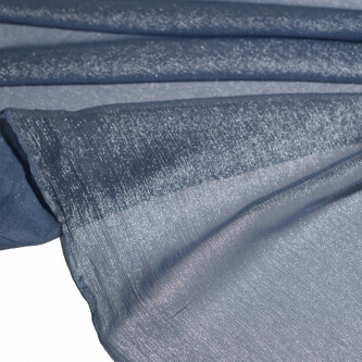 Voal de matase naturala peliculizat creponat Silver blue 