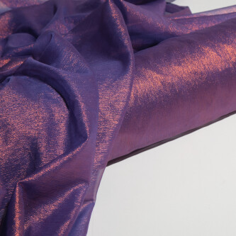 Voal de matase naturala peliculizat creponat Violet Iridescent